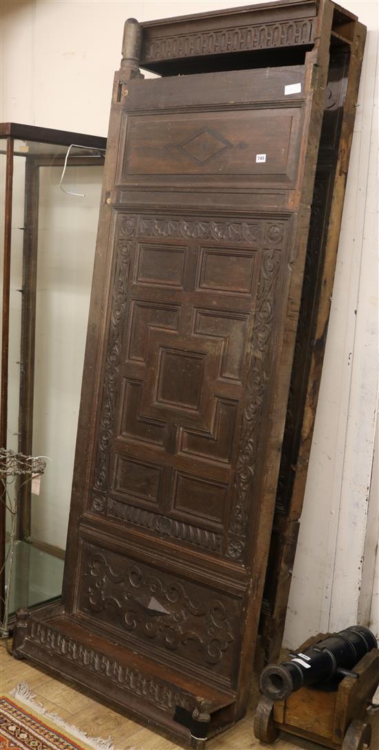 An oak bedhead 1913 W.80cm